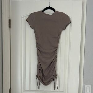 Ruched Taupe Bodycon Dress